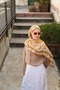 Petra Folk Pattern Shawl - Mink Yellow - 3