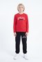 Boy's Round Neck Top and Bottom Set with Print Detail and Elastic Cuffs - 4