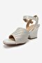Sylvar Ecru Knitted Women's Wedge Heeled Shoes - 6