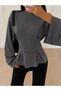 Women's Waist-Slit Flounce Long Sleeve Blouse 223 - 3