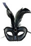 Patent Leather Covered Red Feather Party Mask - 2