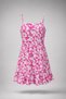 38 Size Viscose Fabric Half Zipper Pink Floral Patterned Stylish Women's Dress - 2