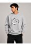Geometric Pattern Printed Crew Neck 2 Thread Sweatshirt