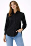 Women's black long sleeve buttoned classic collar shirt suitable for daily and office elegance - 2