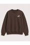 Daisy Print Detailed Crew Neck 2 Thread Sweatshirt