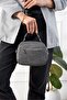 Women's Hand and Shoulder Bag with Multiple Compartments, Zipper Closure, Cross Strap, Mini Anthracite Gray - 3