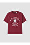 Xside Burgundy Printed 100% Cotton Women's T-Shirt - 6