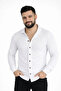 Men's Waffle Fabric Long Sleeve Buttoned Open Collar Regular Fit Shirt - White - 3