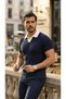 Men's Patterned Short Sleeve Knitwear T-Shirt - 100% Cotton Acrylic - 3