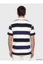 Vizyon New Season Navy Blue Polo Collar Color Blocked Pique Men's T-Shirt - 4