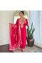 Pink Roman Silk Salwar Kameez & Dupatta Set - HRT5675 | Pink-Size:XL-42-Inches - 3
