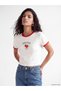 Vizyon New Season White Crew Neck Strawberry Printed Women's T-Shirt