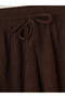 Brown Textured Women's Shorts with Elastic Waist - 5