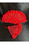 Red Bridal Fan and Bridal Handkerchief Henna Fan