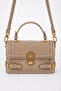 Stylish and Authentic Design Belt Detailed Small Size Women's Hand and Shoulder Bag Mink