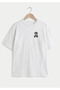 Unisex White Pirate Teddy Bear Printed Oversize Fit Crew Neck Premium T-Shirt with Chest Detail - 6