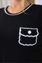 Women's Plus Size Knit Capped Ornamental Pocket Collar Stripe Sleeveless Stretchy Crew Neck Ribbed T-Shirt - 2