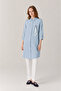 Scarf Detailed Shirt with Chest Pockets and Collar Sarel Blue Tunic 1654