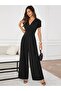 Women's Short Sleeve Double Breasted Collared Viscose Long Jumpsuit - 2