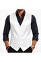 Men's V-Neck Vest White Satin Suit Suitable for Grooms 50310 - 3