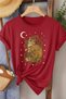 Cat Flower Star Printed Cotton Women's T-Shirt