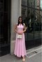 Women's Red - Red V-Neck Buttoned Sleeveless Maxi Length Atlas Dress with Cover Detail - 4