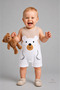 Baby Boy Summer Teddy Bear Printed Ribbed Jumpsuit 100% Cotton Sleeveless Shorts Jumpsuit Newborn Baby Romper 0-9 Months - 6
