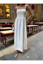 Women's Scallop Embroidered Thin Strap Lined Long Lace Dress - 7