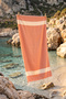 100% Cotton Geometric Patterned Beach Towel Bath Sauna Sea Towel Peshtemal 03 Orange