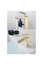 Modern bathroom sink faucets with gold, black, and silver finishes; countertop-mounted mixer faucets and stainless steel cold water faucets. - 5