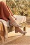 Women's Beige Gold Oval Buckle Pointed Toe Heeled Shoes - 5