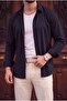 Oslo men's black linen-look self-patterned shirt - 2