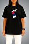 Oversize South Korea Flag and Map Chest Printed Unisex T-Shirt - 2
