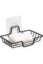 Soap Dish - 304 Stainless Steel Non-Drilling Soap Holder, Square (Black), Suitable for Bathroom and Kitchen