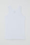 Girl's Thick Strap Ribbed Undershirt with Lace Detail, Ages 3-14, White - 2