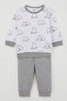 Baby Boy Pajama Set with Shoulder Patches, Cute Polar Bear Pattern, 4 Months-1 Year, White