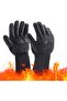 Heat-Resistant Fireproof Black Gloves, BBQ Gloves, Oven & Microwave Gloves, Cooking Tools, Length 33CM (1 Pair)