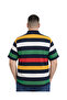 Men's Large Size Navy Blue Thick Striped Pique T-Shirt 3Xl-4Xl-5Xl-6Xl - 3