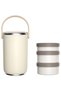 2600ml insulated food container, portable stainless steel food thermos with 3 compartments, suitable for office use and outdoor picnics (white).