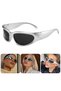 Two-pack, unisex sunglasses, steampunk hip-hop style, lightweight and sun-protective, oval-shaped outdoor UV400 sports sunglasses.