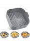 Reusable square silicone air fryer liner, non-stick basket, easy to clean, compatible with 5-6.5 quart baking tray, oven accessory, 8.6-inch, gray.