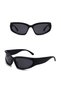 Two-pack, unisex sunglasses, steampunk hip-hop style, lightweight and sun-protective, oval-shaped outdoor UV400 sports sunglasses. - 2