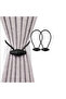 Magnetic curtain tiebacks, 2-pack, suitable for indoor and outdoor curtains - Black