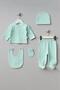 100% Cotton Cute Heart Bear 5-Piece Newborn Hospital Release Bodysuit Set Water Green Bbtf.