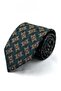 Green Beige Motif Pattern Classic Tie with Handkerchief Kk13936 - 2