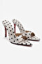 Women's Brown Polka Dot Detailed Pointed Toe Thin Heeled Slippers Sona - 6