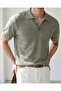 Men's Textured Knit Polo Shirt, Short Sleeve Old-Money Style - 5