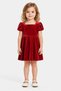 Toddlers Girl Velvet Puff Sleeve Dress, Red