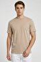 Men Crew Neck Short Sleeve Solid T-Shirt, Beige