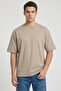 Men Crew Neck Short Sleeve Solid T-Shirt, Beige
